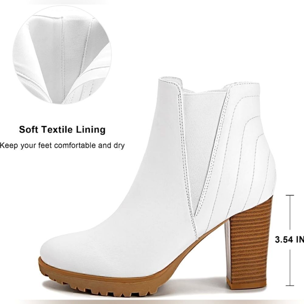 (74-2779)  KHPAERMEI Women's Chelsea Boots Platform Chunky Heeled Sz 41 (10.5)